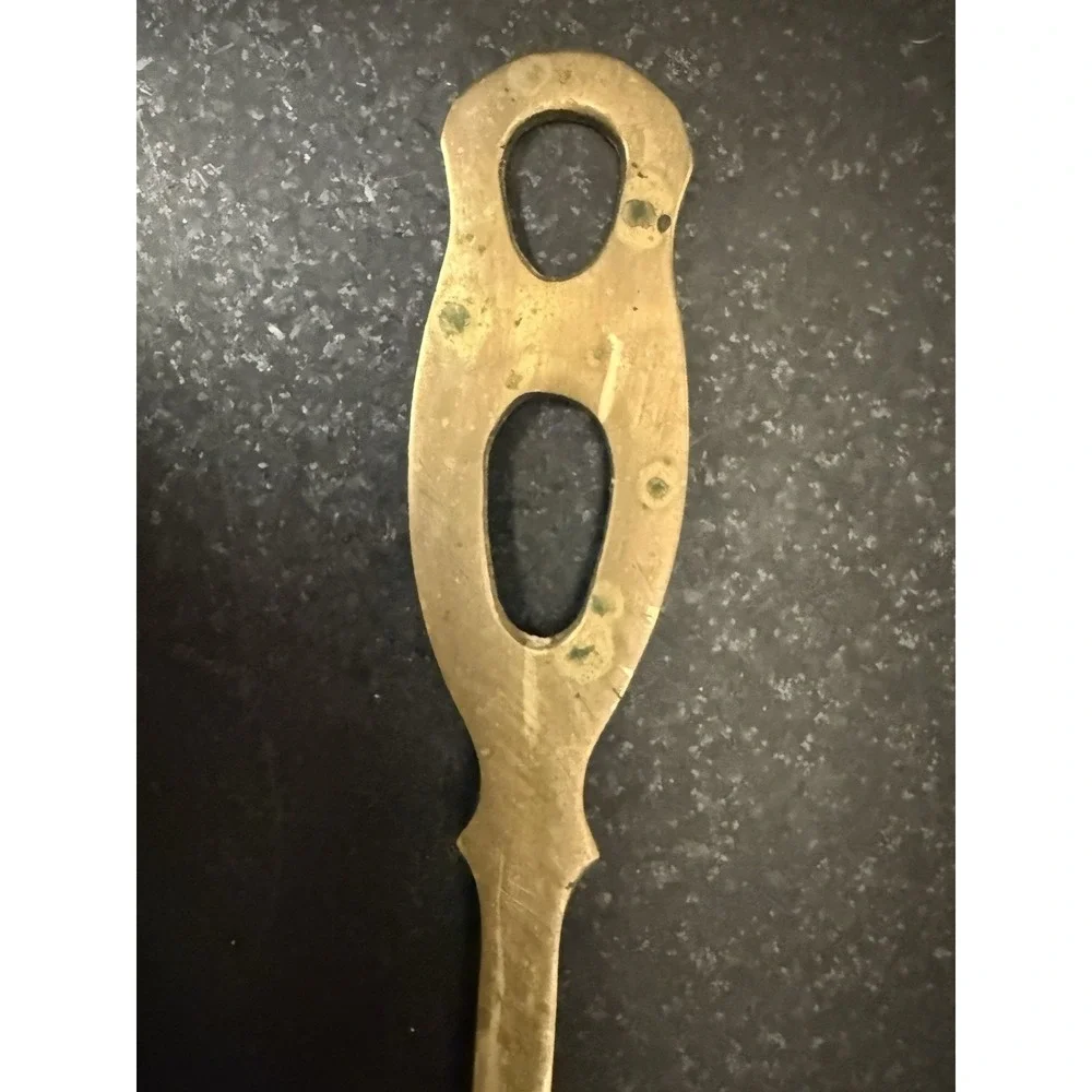 Antique Hand Forged Brass Serving Spoon Skimmer Strainer Utensils Set of 2